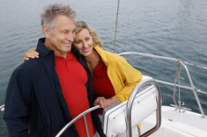 Couple on a boat with boat insurance in Houston, TX